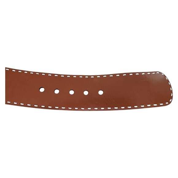 PRADA Belt Women 36 EU 90 Wide Leather Brass Round Buckle Hippie Statement Italy - Picture 14 of 16